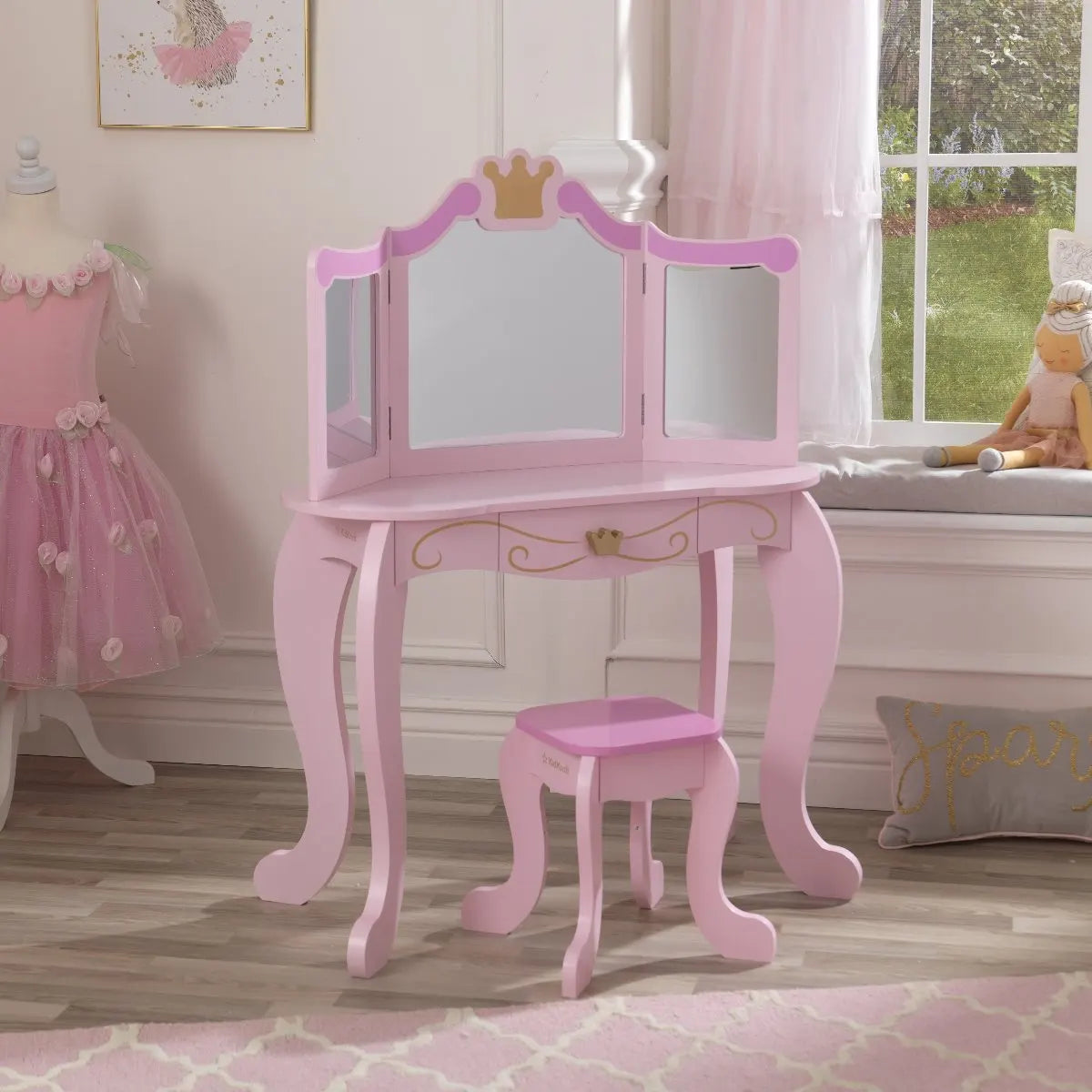 Coiffeuse et tabouret pour enfant - meuble Moku 