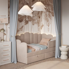 Lit banquette Capitonné avec sommier à lattes + Tiroirs