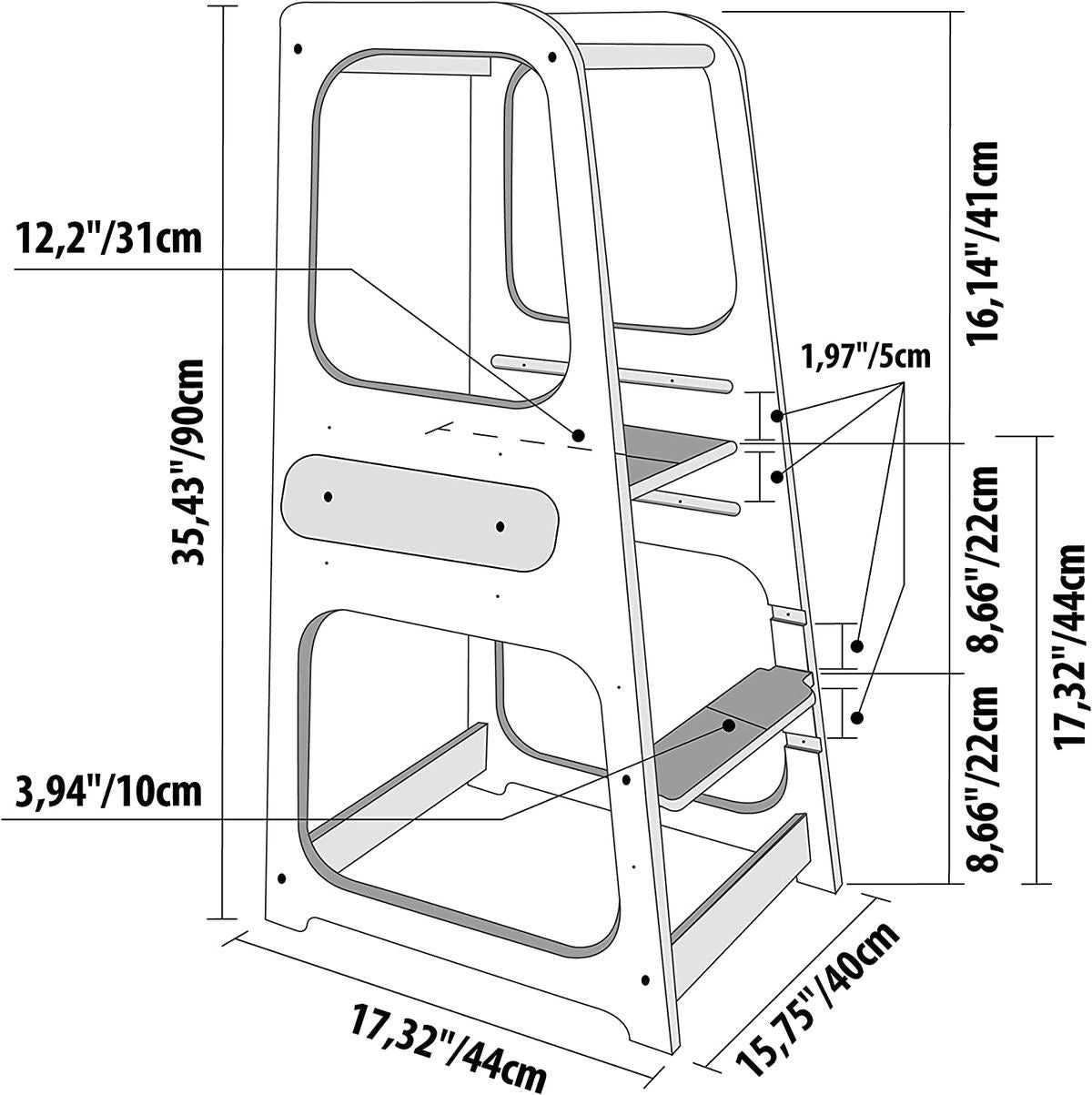 tour d'apprentissage et table pliantes 2 en 1 - Moku