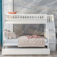Lit superposé ECO avec barrière en bois rouge