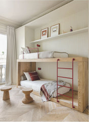 Lit superposé ECO avec barrière en bois rouge